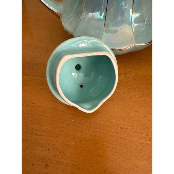 Vintage Iridescent Glossy Teapot With Gold Accents & Lid GIFT - Picture 4 of 8